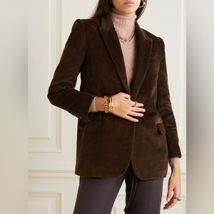 Nili Lotan Diane Corduroy Blazer Jacket - Chocolate Brown